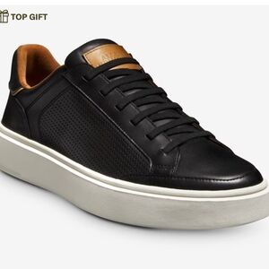 ALLEN EDMONDS OLIVER SLIP-ON STRETCH-LACE SNEAKER SZ 13 BLACK LEATHER